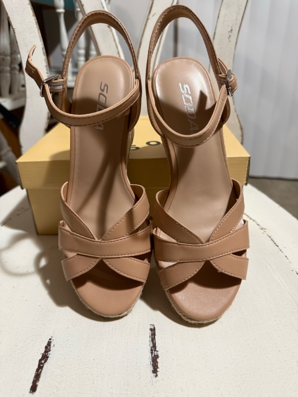 Soda Women's Brown Espadrille Platform Sandals